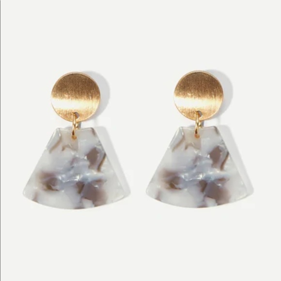 LAST SET Gold + Marble Pendent Statement Earrings - Picture 2 of 4